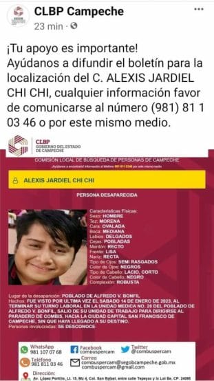 desaparecido Campeche Médico