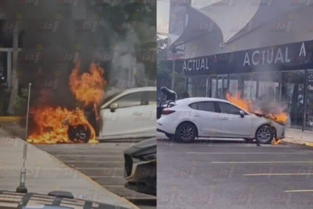 Incendio de un automóvil en la Avenida García Lavín