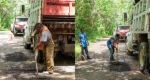 Reparan carretera Ekbalam-Tzucacab de baches gigantes