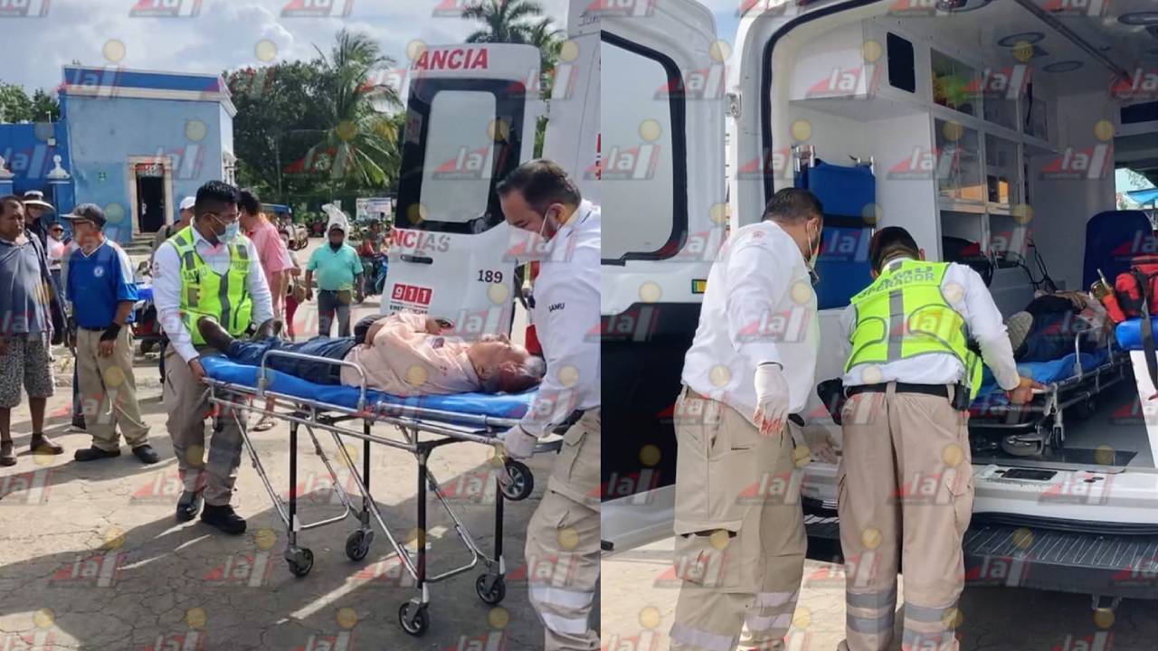 Auxilian a abuelito tras recibir un fuerte golpe en el mercado