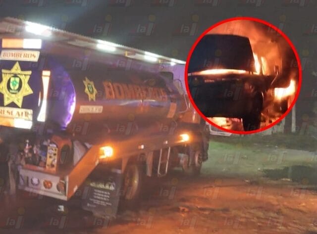 Incendio consume camioneta con 70 costales de carbón en Kanasín