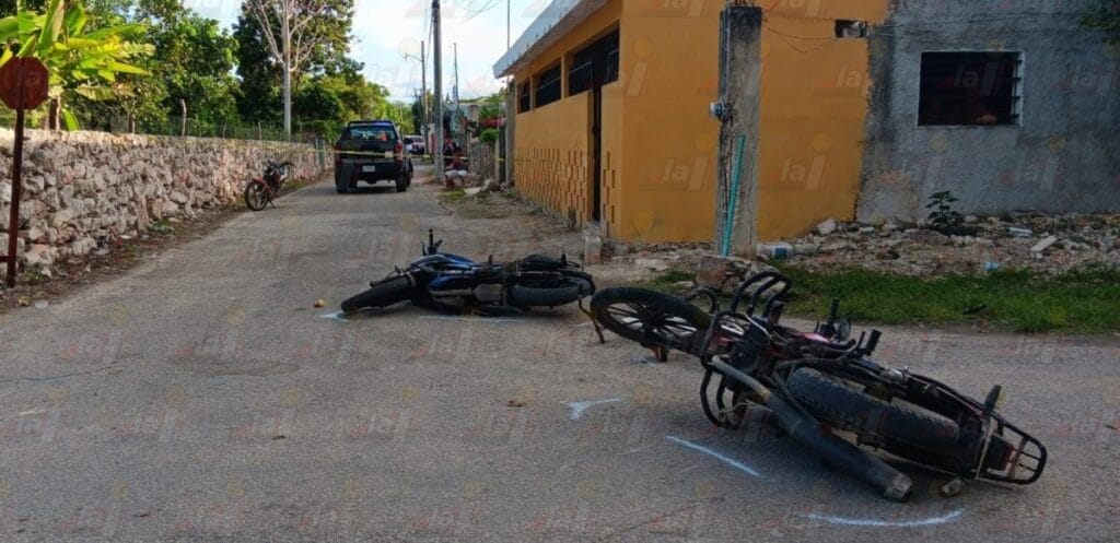 Mujer embarazada lesionada tras choque de motocicletas en Dzidzantún