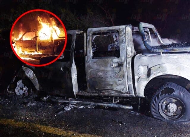 Tras choque, camioneta se consume en un incendio en la Mérida-Valladolid