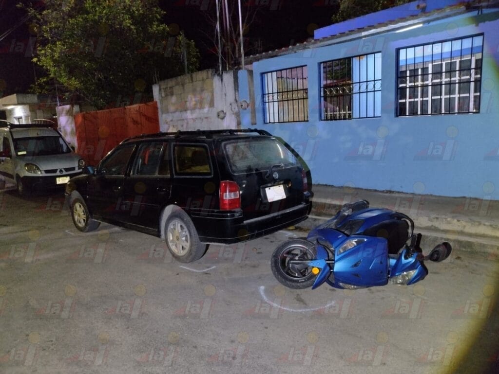 Motociclista derrapa y termina en choque en Tizimín