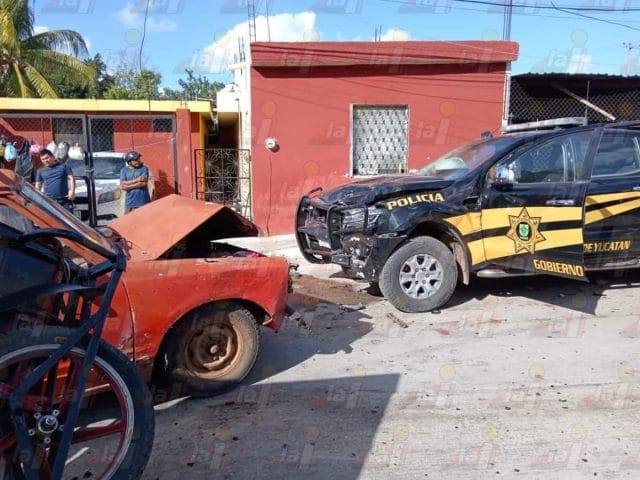 Patrulla de Yucatán causa fuerte choque en persecución en Calkiní