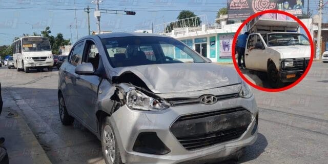 Por un descuido, automóvil causa choque contra camioneta sobre la Gobernadores