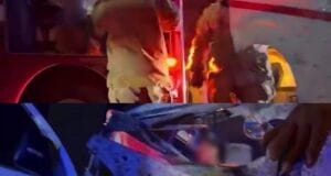 Combi de Maxcanú choca contra caballo y deja 13 personas lesionadas; una mujer quedó prensada