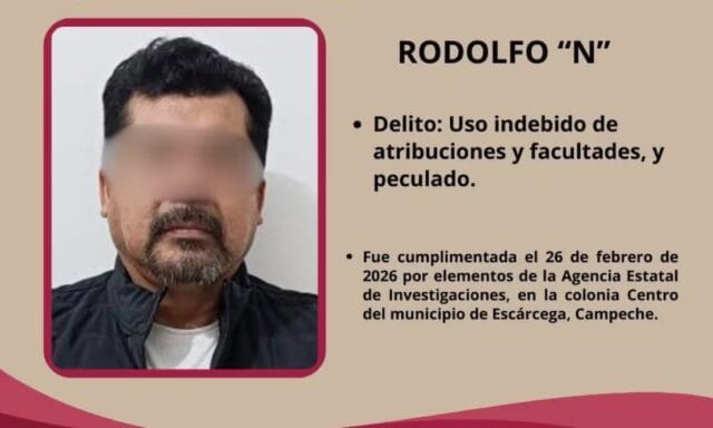 Detienen a exalcalde de Escárcega por presunto peculado y abuso de confianza