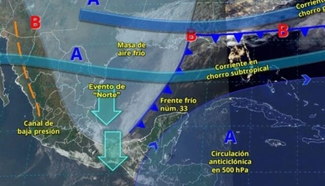 Frente frío 33: Yucatán y Campeche se preparan para ambiente frío y vientos fuertes