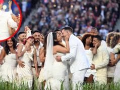 Pareja se casa en pleno show de Bad Bunny en el Super Bowl 2026